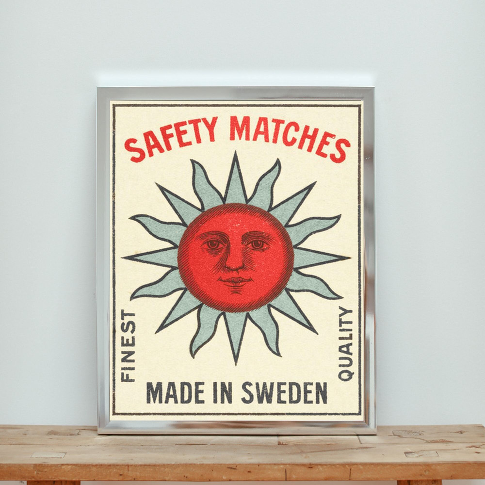 Retro Match Box Art, Art Deco Wall Art, Vintage Safety Match Poster, Trendy Wall Art, Apartment Wall Art, Digital Print.jpg