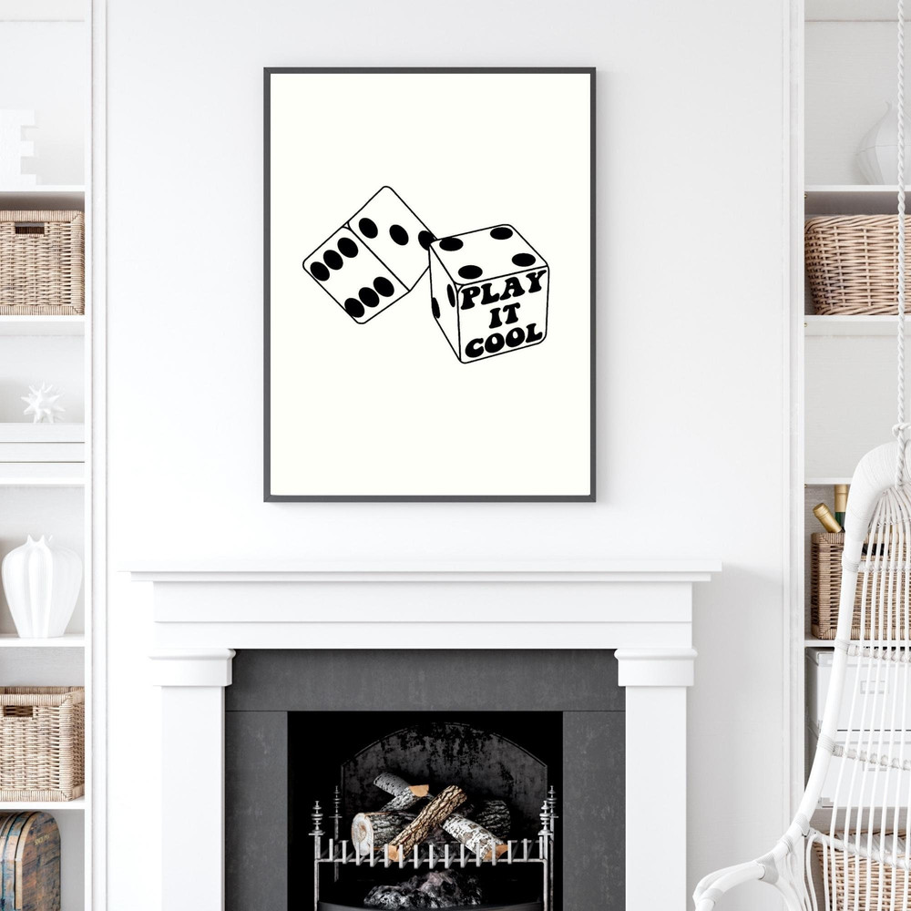 Dice Wall Art, Preppy Wall Art, Trendy Posters, Retro Wall Art, Extra large wall art, Preppy Room Decor, Black and White Wall Art.jpg
