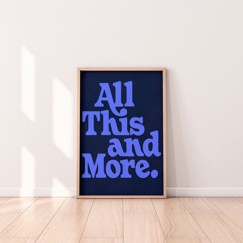 Trendy Wall Art, Retro Quote Wall Art, Retro Text Poster, Cool Wall Art, Digital Download, Funky Wall Art, Typography Poster, Blue Print.jpg