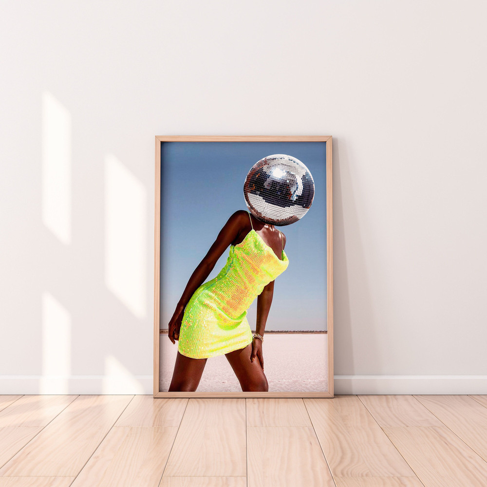 Disco Ball Print, Preppy Wall Art, Trendy Wall Art, Girly Wall Art, Dorm Room Decor, Funky Wall Art, Black White Silver Print, Eclectic art-3.jpg