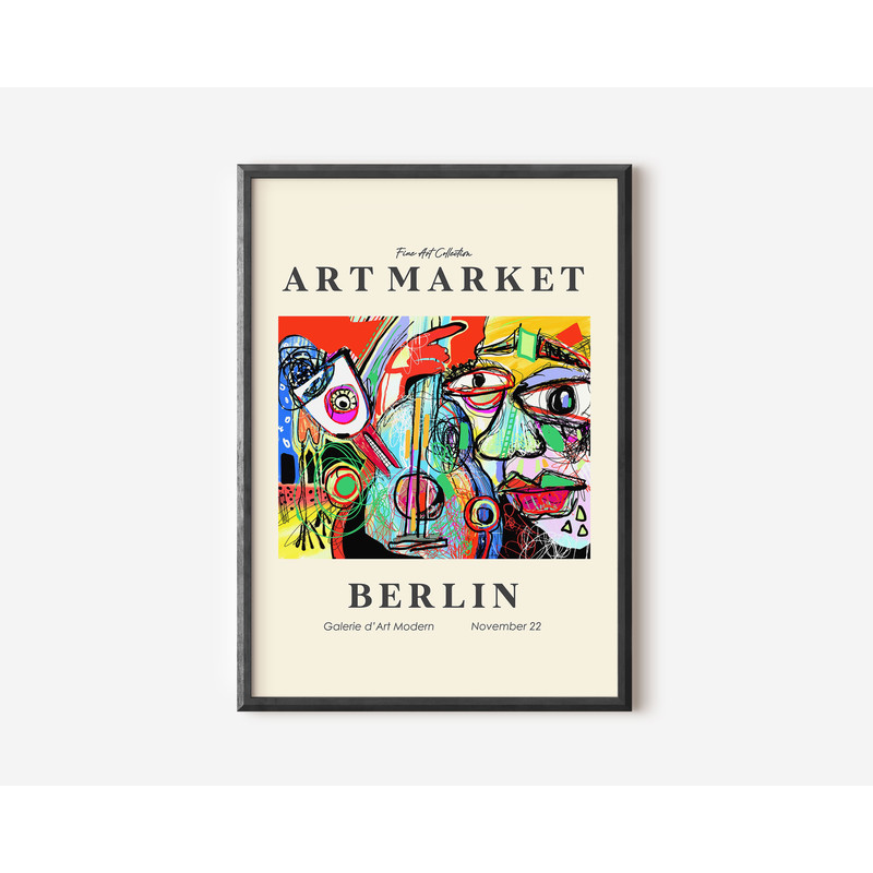 Keith Haring Picasso Wall Art Print, Colourful Modern Art Poster, Pink Exhibition Print, Famous Artist Print, Gallery Wall Home Decor.jpg