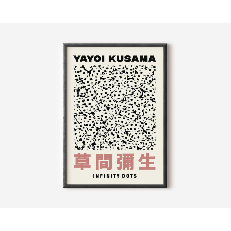Yayoi Kusama Love Heart Wall Art Print, Black Modern Art Poster, Pink Exhibition Print, Famous Artist Print, Gallery Wall Home Decor.jpg