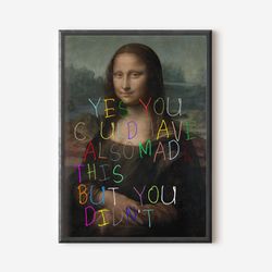 mona lisa pop art print, colourful modern wall art poster, red exhibition print, famous artist print, man cave gallery w