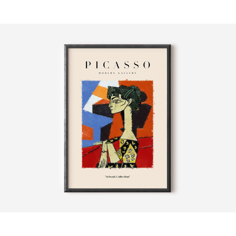 Picasso Exhibition Wall Art Print, Neutral Beige Abstract Vintage Minimalist Gift Idea, Famous Artist Print, Red Gallery Wall Home Decor.jpg