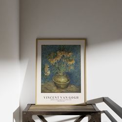 van gogh still life exhibition wall art print, neutral floral vintage minimalist gift idea, famous artist print, gallery