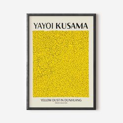 yayoi kusama abstract print, yayoi kusama exhibition art print, yellow beige wall art, famous artist print, gallery wall