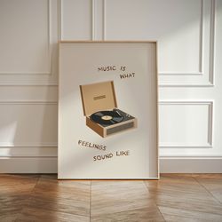 minimalist music print, brown and beige wall prints, scandinavian decor, trendy retro art, cafe decor, kitchen aesthetic