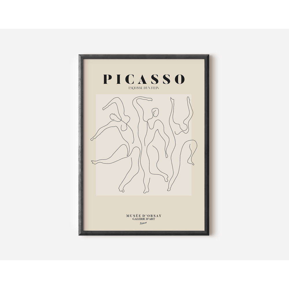 Picasso Exhibition Wall Art Print, Neutral Beige Abstract Vintage Minimalist Gift Idea, Famous Artist Print, Blue Gallery Wall Home Decor.jpg