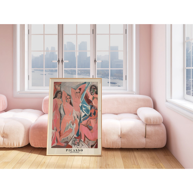Picasso Exhibition Wall Art Print, Neutral Pink Abstract Vintage Minimalist Gift Idea, Famous Artist Print, Green Gallery Wall Home Decor.jpg