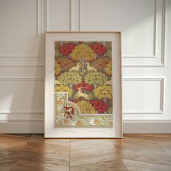vintage art nouveau exhibition print poster, vintage magazine art minimalist gift idea, natural beige yelloew gallery wa