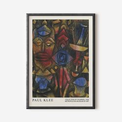 paul klee abstract wall art print, colourful modern art poster, blue yellow exhibition print, famous artist print, galle
