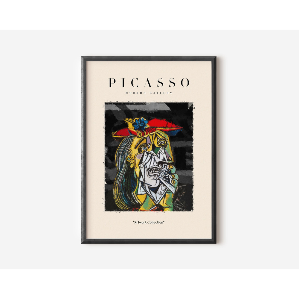 Picasso Exhibition Wall Art Print, Neutral Beige Abstract Vintage Minimalist Gift Idea, Famous Artist Print, Black Gallery Wall Home Decor.jpg