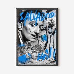 salvador dali pop art print, colourful modern wall art poster, red exhibition print, famous artist print, man cave galle