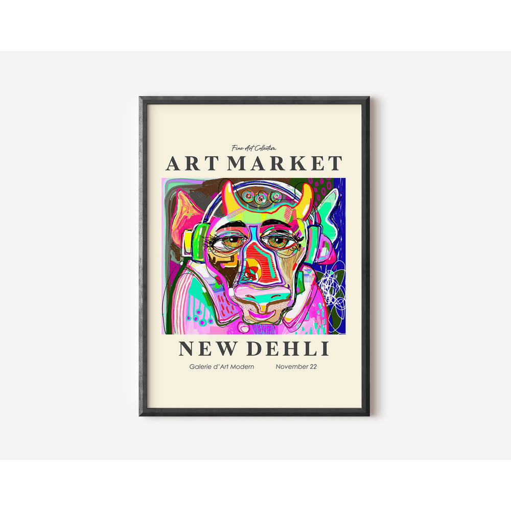 Keith Haring Picasso Wall Art Print, Colourful Modern Art Poster, Pink Exhibition Print, Famous Artist Print, Dheli Gallery Wall Home Decor.jpg