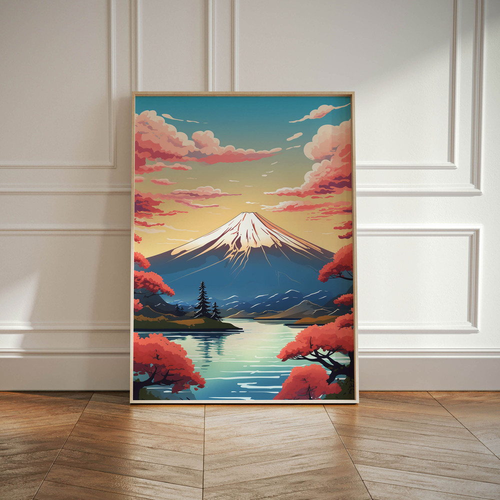 Mount Fuji Art, Japanese Mount Fuji Gift Art Lovers, Travel Market Wall Art Prints, Modern Travel Art, Living Room Print, Fujiyama Wall Art.jpg