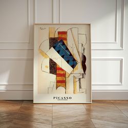 pablo picasso exhibition poster, famous gallery wall art print, painting art print beige wall decor, garden, scenery nat