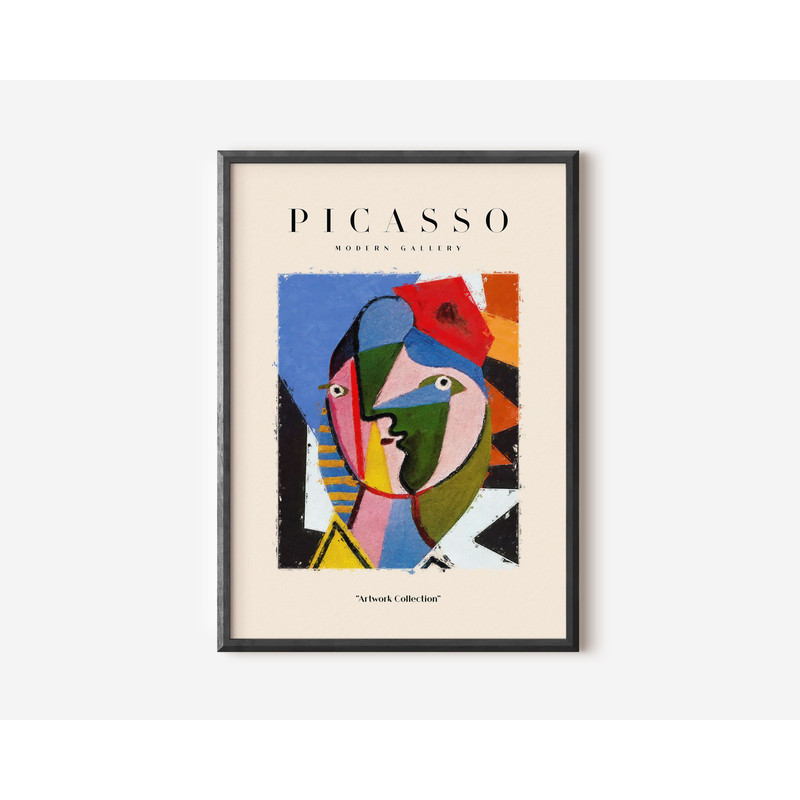 Picasso Exhibition Wall Art Print, Neutral Beige Abstract Vintage Minimalist Gift Idea, Famous Artist Print, Blue Gallery Wall Home Decor-1.jpg