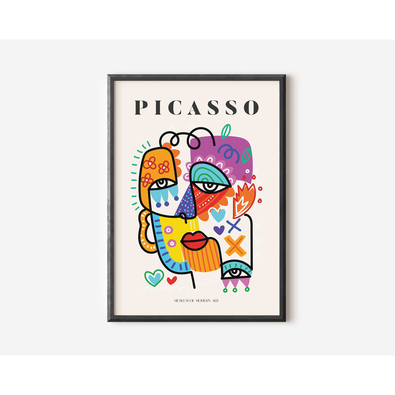 Picasso Exhibition Wall Art Print, Neutral Beige Abstract Vintage Minimalist Gift Idea, Famous Artist Print, Blue Gallery Wall Home Decor-3.jpg