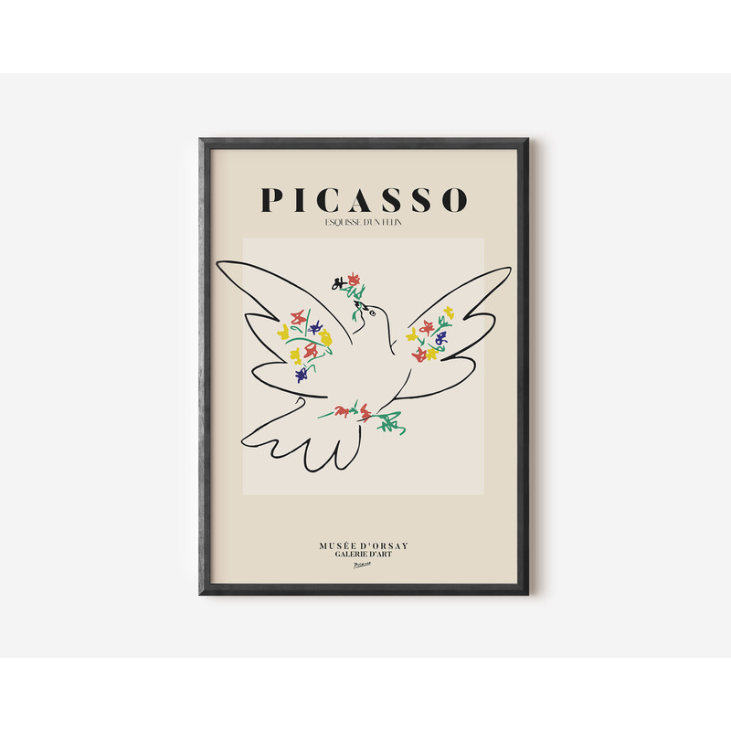 Picasso Exhibition Wall Art Print, Neutral Beige Abstract Vintage Minimalist Gift Idea, Famous Artist Print, Blue Gallery Wall Home Decor-7.jpg