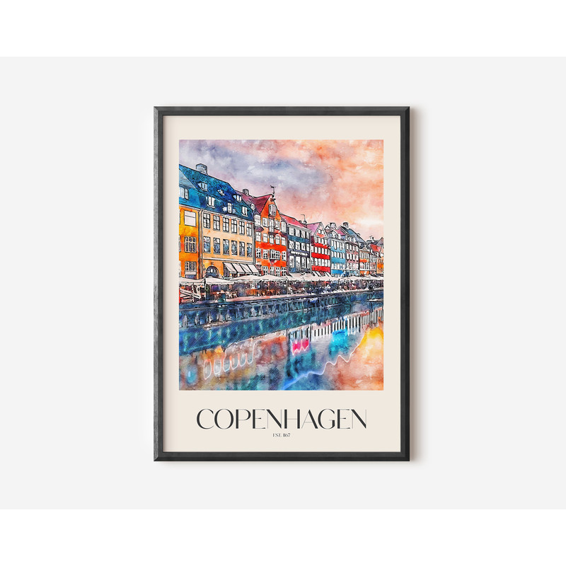 Travel Copenhagen Wall Art Print, Trendy Danish Wall Art Poster, Famous Gallery Wall Art Decor for Living Room,Art Gift For Traveler Friend.jpg
