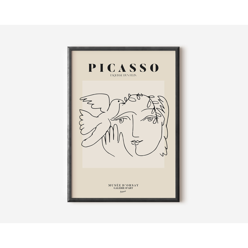 Picasso Exhibition Wall Art Print, Neutral Beige Abstract Vintage Minimalist Gift Idea, Famous Artist Print, Blue Gallery Wall Home Decor-26.jpg