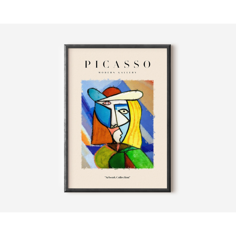 Picasso Exhibition Wall Art Print, Neutral Beige Abstract Vintage Minimalist Gift Idea, Famous Artist Print, Green Gallery Wall Home Decor-1.jpg
