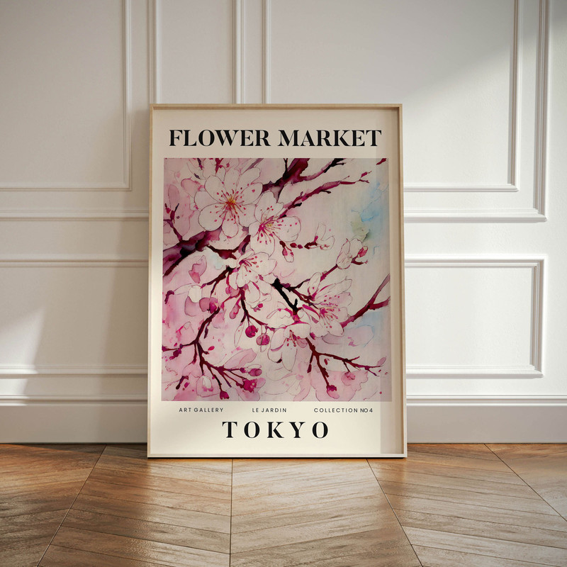 Tokyo Abstract Flower Market Print, Colourful Plant Art, Modern Gallery Wall Art, Floral Poster, Gift For Friend, Living Room, Japan Bedroom.jpg