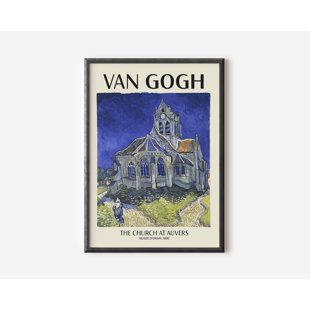 Van Gogh Exhibition Wall Art Print, Neutral Beige Abstract Vintage Minimalist Gift Idea, Famous Artist Print, Blue Gallery Wall Home Decor-2.jpg