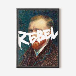 vintage altered art painting, classic oil painting, van gogh exhibition art poster print, famous artist print,rustic gal