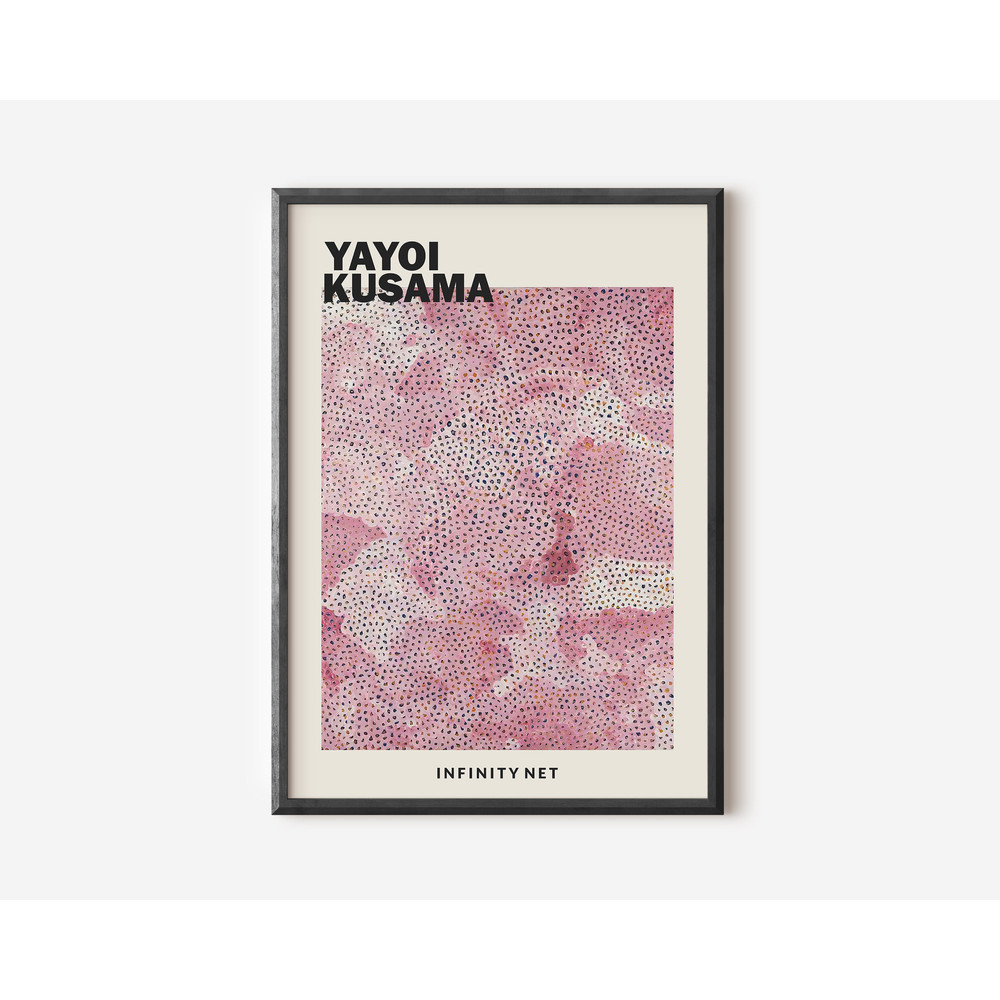 Yayoi Kusama Pink Print, Yayoi Kusama Poster, Exhibition Print, Yellow Wall Art, Famous Artist Print, Beige Vintage Gallery Wall Home Decor-1.jpg