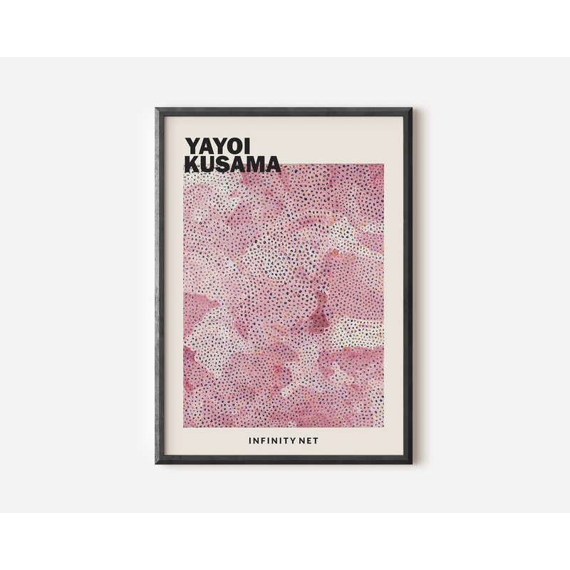 Yayoi Kusama Pink Print, Yayoi Kusama Poster, Exhibition Print, Yellow Wall Art, Famous Artist Print, Beige Vintage Gallery Wall Home Decor-1.jpg