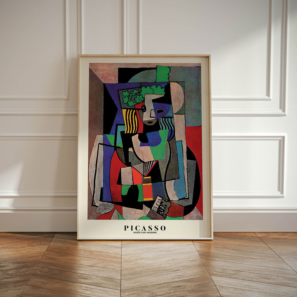 Pablo Picasso Abstract Print, Modern Exhibition Art Print, Minimalist Green Beige Wall Art, Famous Artist Print,Blue Gallery Wall Home Decor-1.jpg