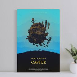 howls moving castle anime poster, wall art film print, art poster for gift, home decor poster, (no frame)