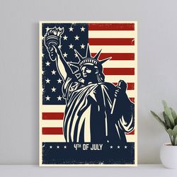4th of july independence day vintage poster wall art canvas print, art poster for gift, home decor poster, love gifts (n