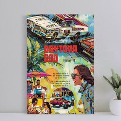 1973 daytona 500 program racing vintage poster, wall art canvas print, art poster for gift, home decor poster, love gift
