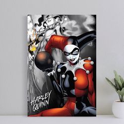 harley quinn the bomb jester joker costume poster, wall art canvas print, art poster for gift, home decor poster, love g