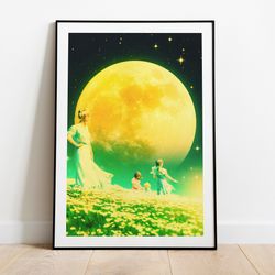 moon fields retro futuristic sci-fi vintage collage art space art surreal decor cosmic art art print & poster wal