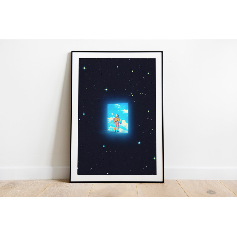 Coming Home Retro Futurism Astronaut Art Vintage Collage Poster Nasa Inspired Starry Sky Trippy Art Surrealism Sci-Fi Art.jpg