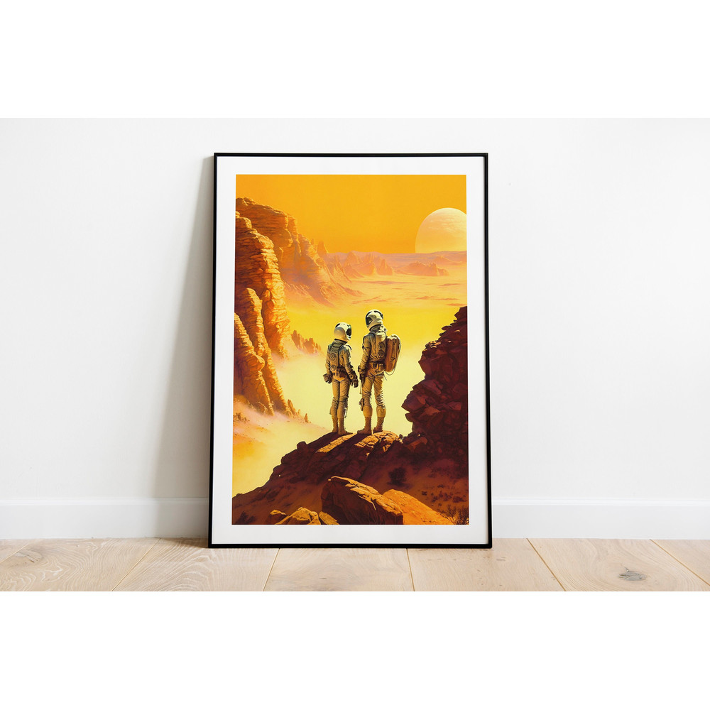 Yellow Planet Cosmic Art Retro Futuristic Art Vintage Astronaut Scifi Poster Collage Art Space Travel Cosmic Art Wall Art.jpg