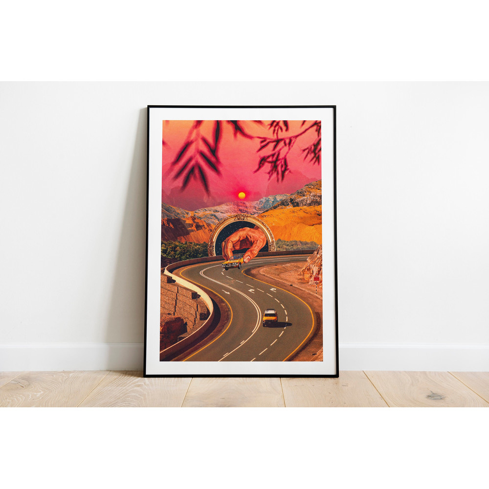 Play Time Trippy Poster Surreal Collage Pink Artwork Psychedelic Art Vintage Collage Art Road Trip Cozy Art Wall Art Decor.jpg