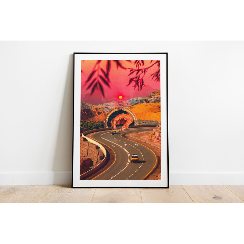 Play Time Trippy Poster Surreal Collage Pink Artwork Psychedelic Art Vintage Collage Art Road Trip Cozy Art Wall Art Decor.jpg