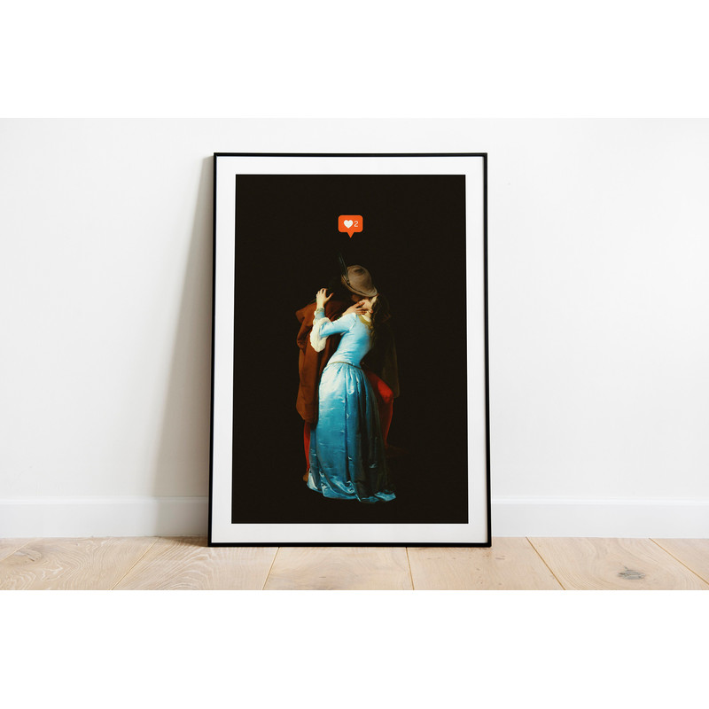 A Modern Kiss  Minimalist  Surrealist Design  Modern Collage Art  Retro  Painting  Modernism  Romanticism  Wall Art  Premium Poster.jpg