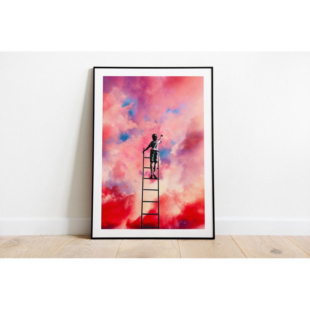Cloud Painter Colorful Surreal Poster Cloudscape Purple and Pink Art Dreamy Design Collage Art Surrealism Premium Wall Decor.jpg