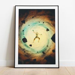 falling behind cosmic astronaut art collage poster retro futurism space poster nasa art vintage art retro surreal