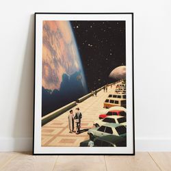 space promenade  retro futurism art  space art  vintage collage  sci-fi poster  surreal art  sci-fi  cosmic artwork  wal