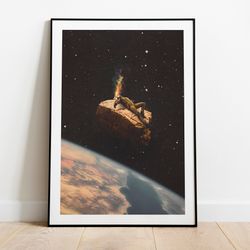 surrender  retro futurism art  cosmic poster  astronaut  vintage collage art  poetic artwork  exhibition poster  surreal