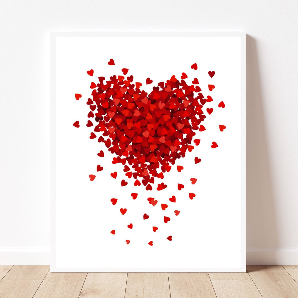 Valentines prints Valentines day 3D red heart print Valentine wall art Watercolor Romantic red heart Valentine printable wall art poster.jpg