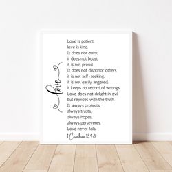 corinthians134-8 love is sign love is print love is patient love is kind sign wall decor love print wedding gift love bi