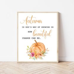 fall printable wall art 8x10 fall print thanksgiving decor fall decor download autumn print watercolor pumpkin fall sign