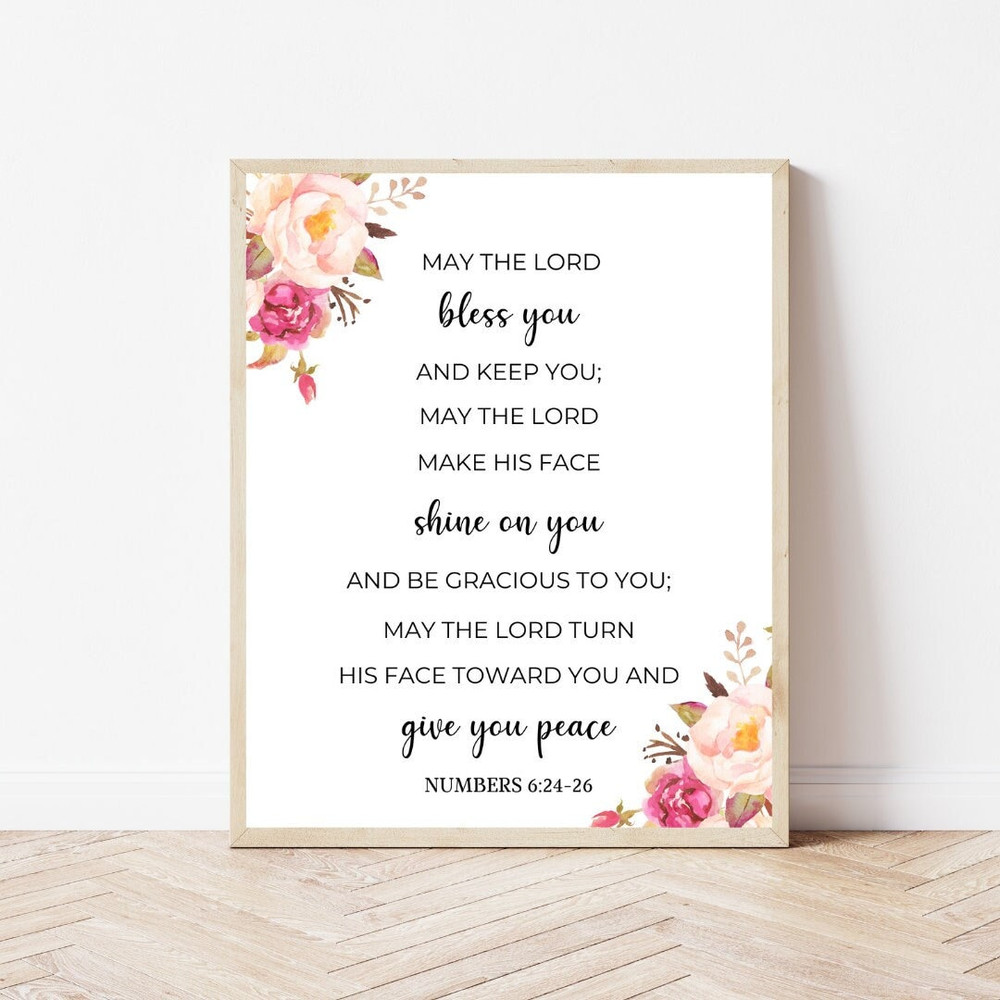 May the Lord bless you and keep you sign Scripture sign Numbers 624-26 Modern scripture Watercolor bible verse wall art Christian wall art.jpg